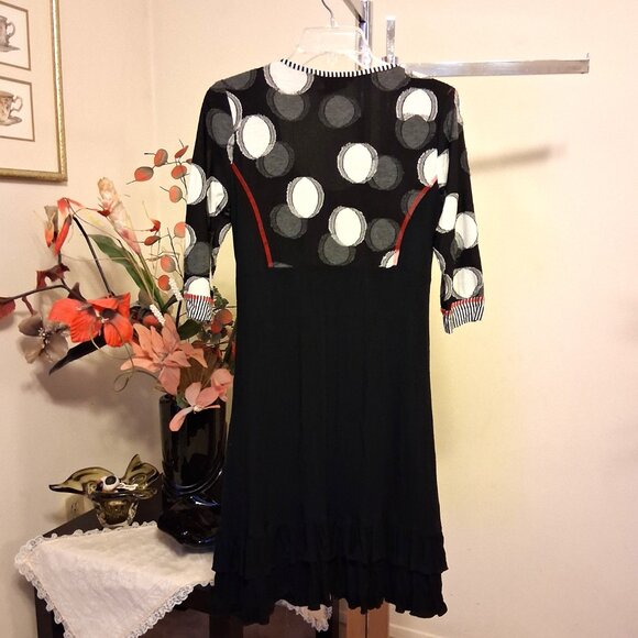 NWT Simon Chang Women’s Chic Elegant Polka Dot Stretchy Lined Midi Dress Size 8 - Picture 11 of 11
